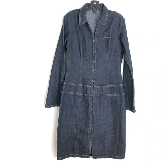FUBU | Dresses | Sturgis Fubu Dress Denim Jean Trench Blue Western Biker  Vintage Motorcycle 112 | Poshmark